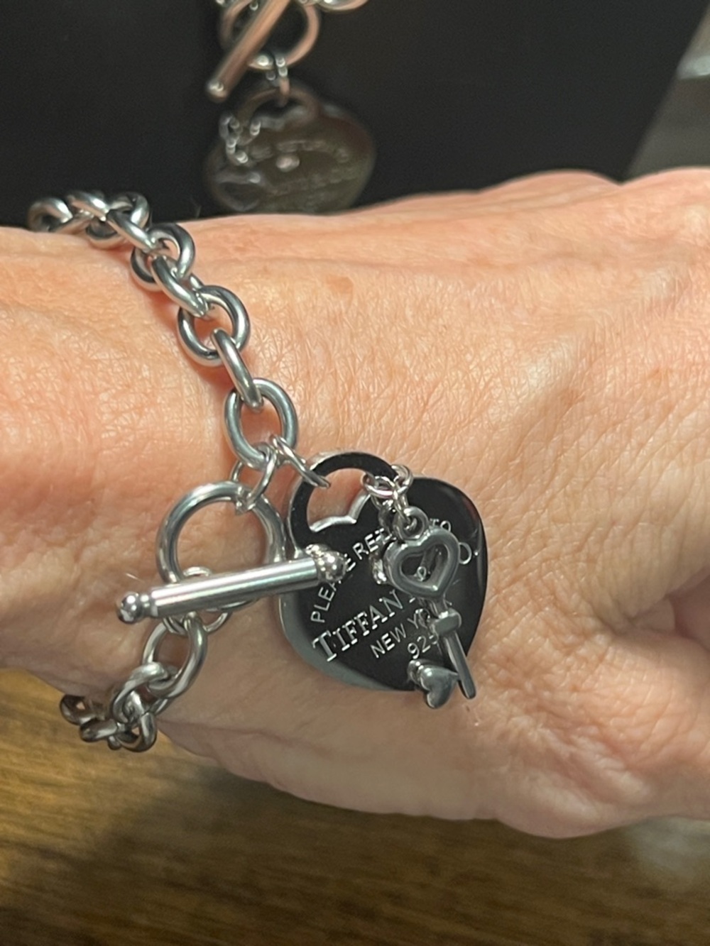 Silver Heart Tag Toggle Necklace and Bracelet Set - Picture 12 of 16